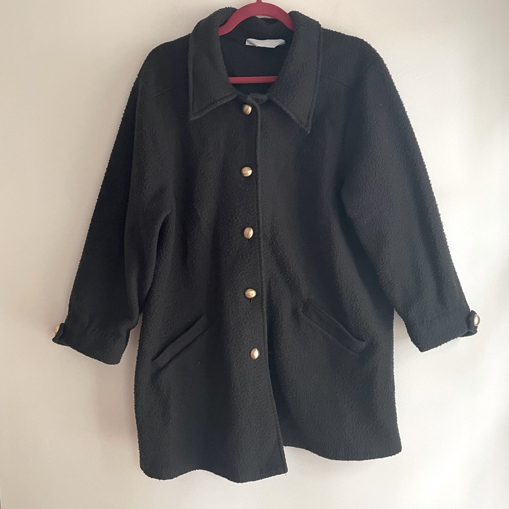 Blair Women's Black Coat with Gold Buttons Size L